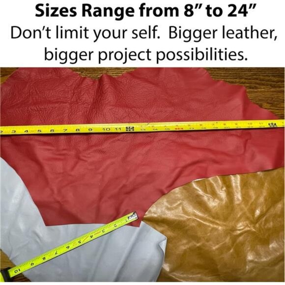 Leather Scraps - Soft and Flexible. New Larger Sizes. Mixed Colors. 2-7 Pieces - Picture 4 of 7